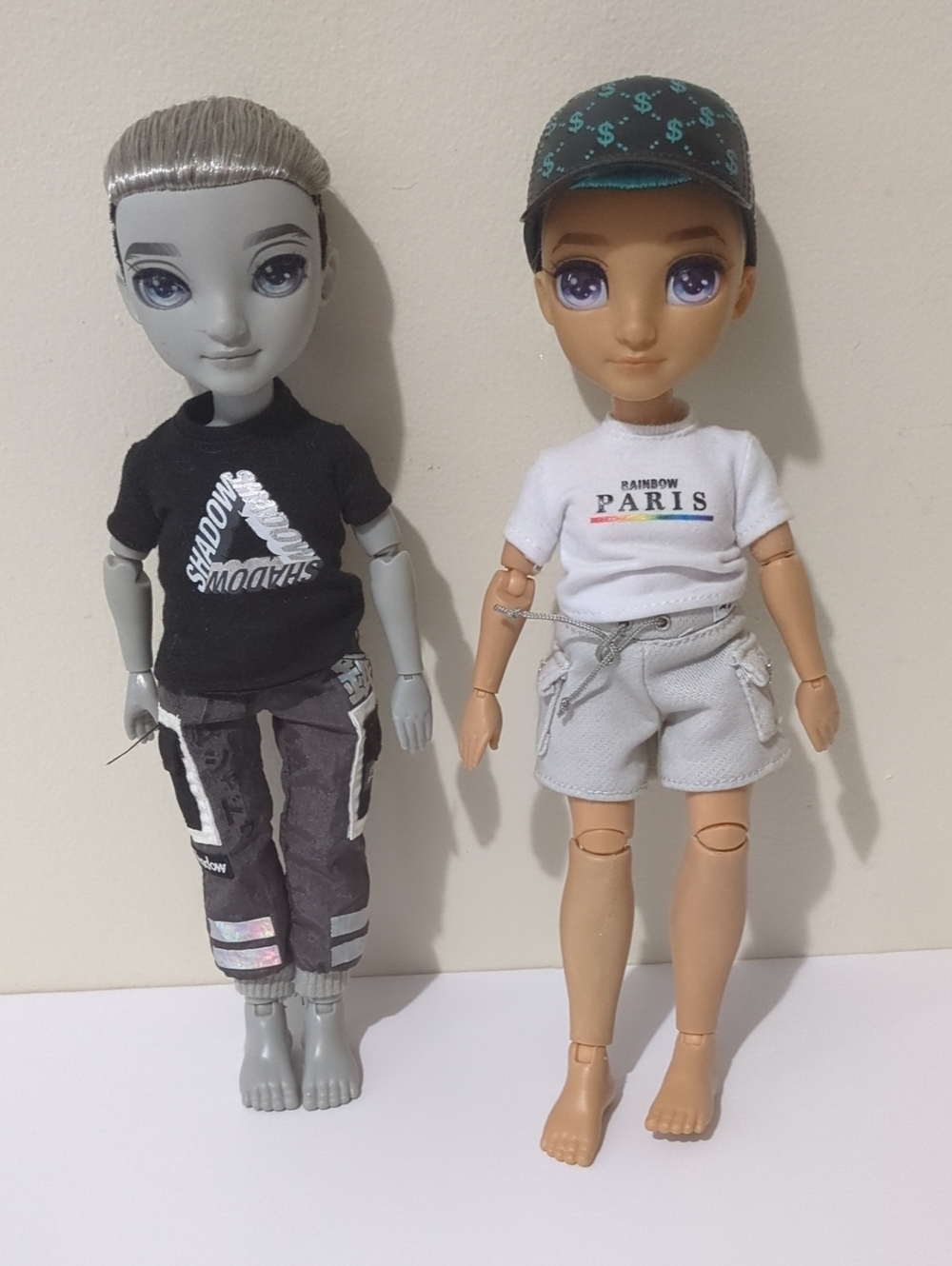 Rainbow Boys Doll Outfit Set - White Tee, Gray Shorts & Black Tee